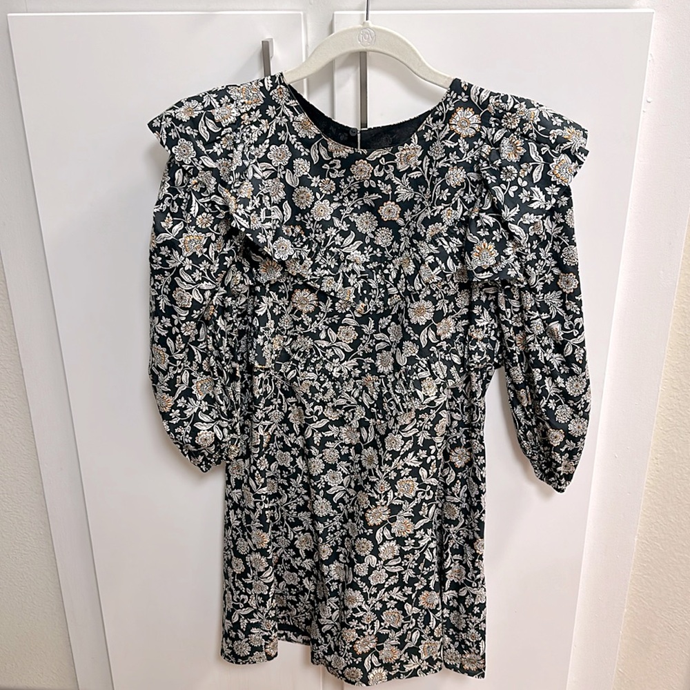 Zara floral ruffle mini dress